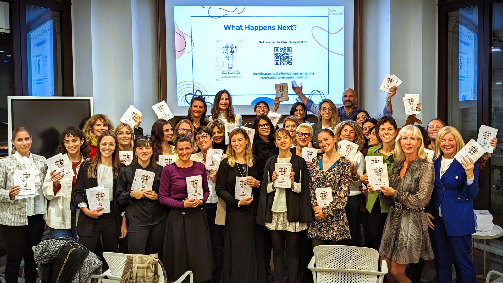 Group photo of everyone at the Milan launch workshop, 2023