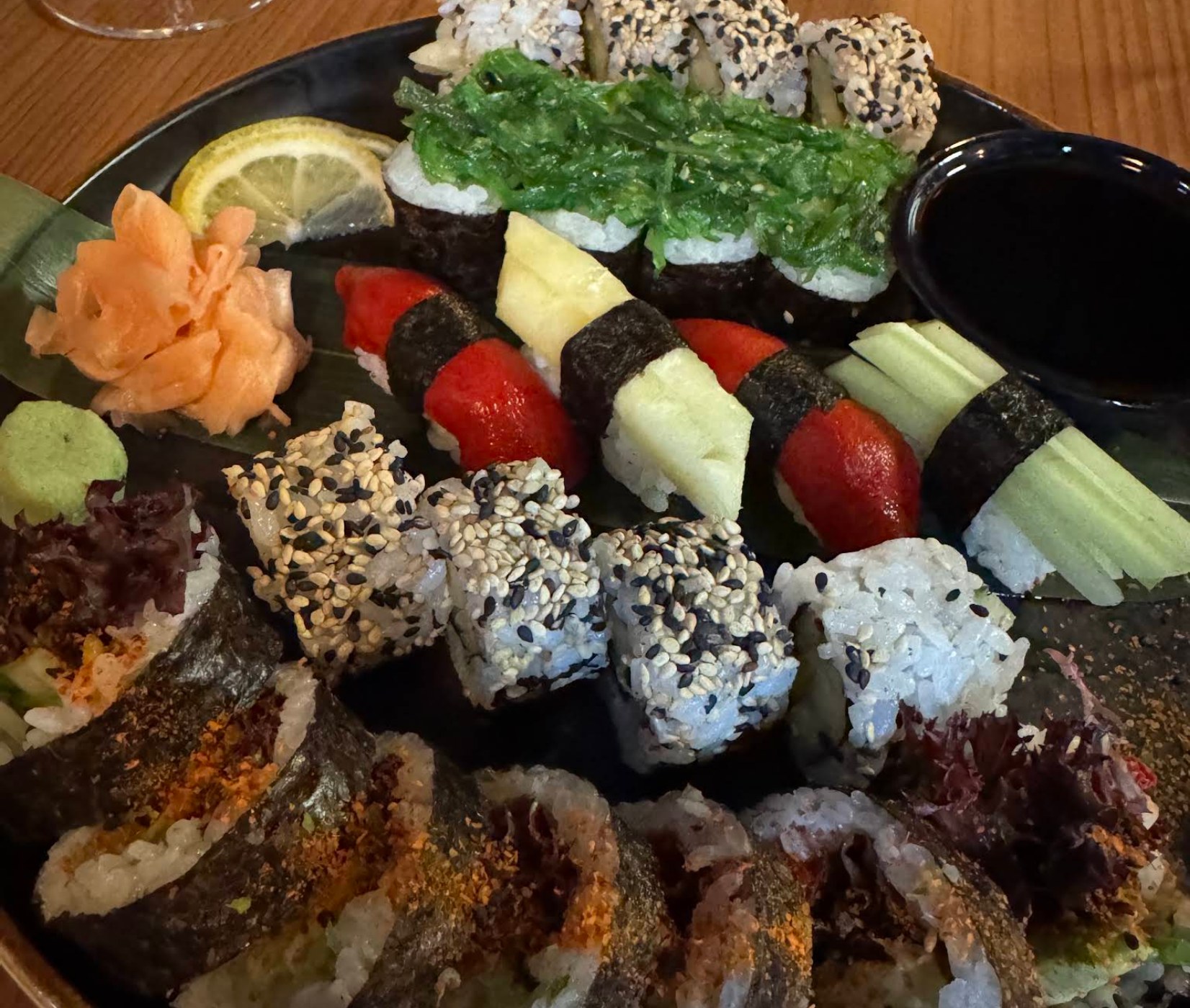 A sushi platter made with sustainably caught local fish