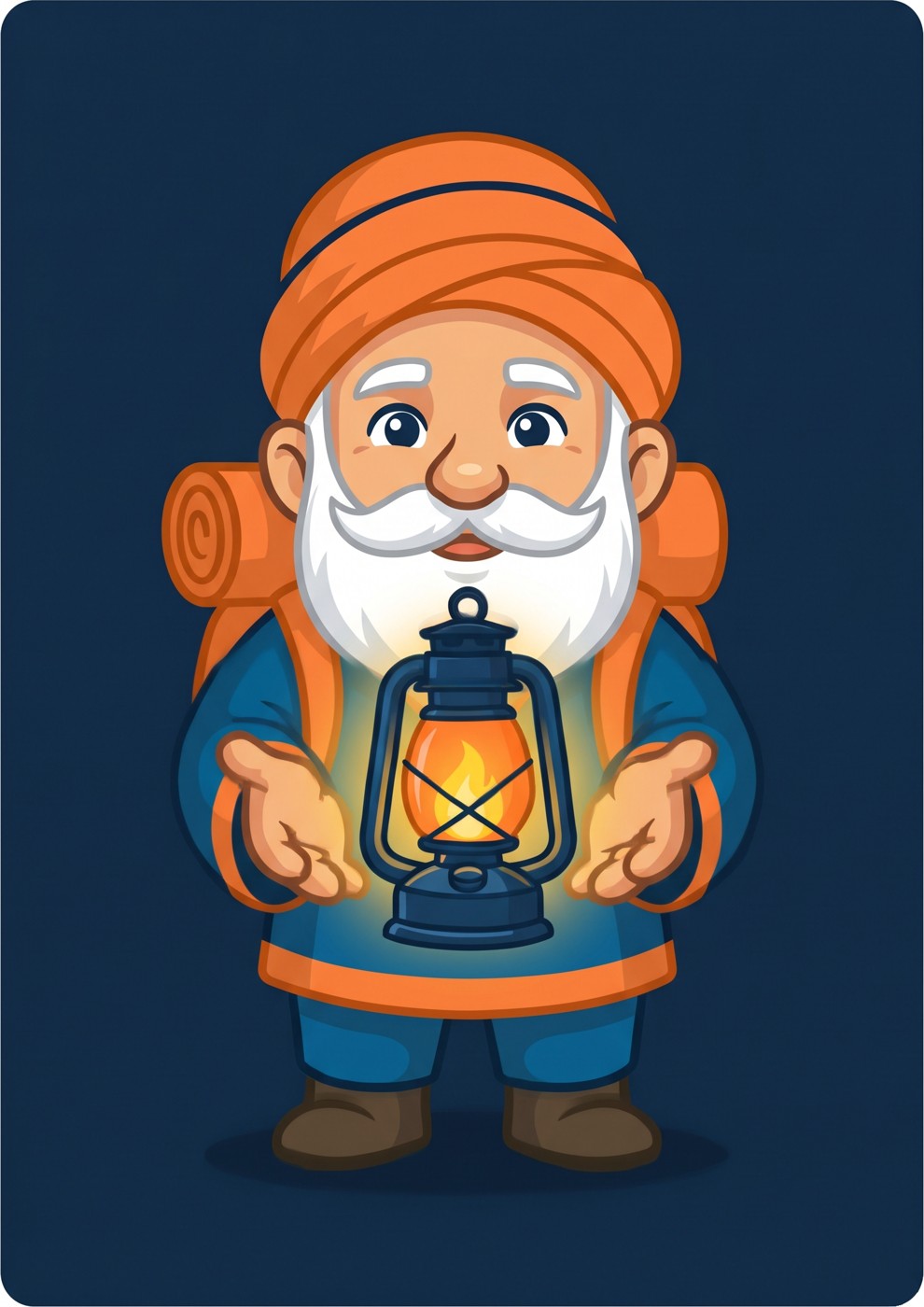 The back of a Notice this card, with the Hu.Be sherpa holding a lantern